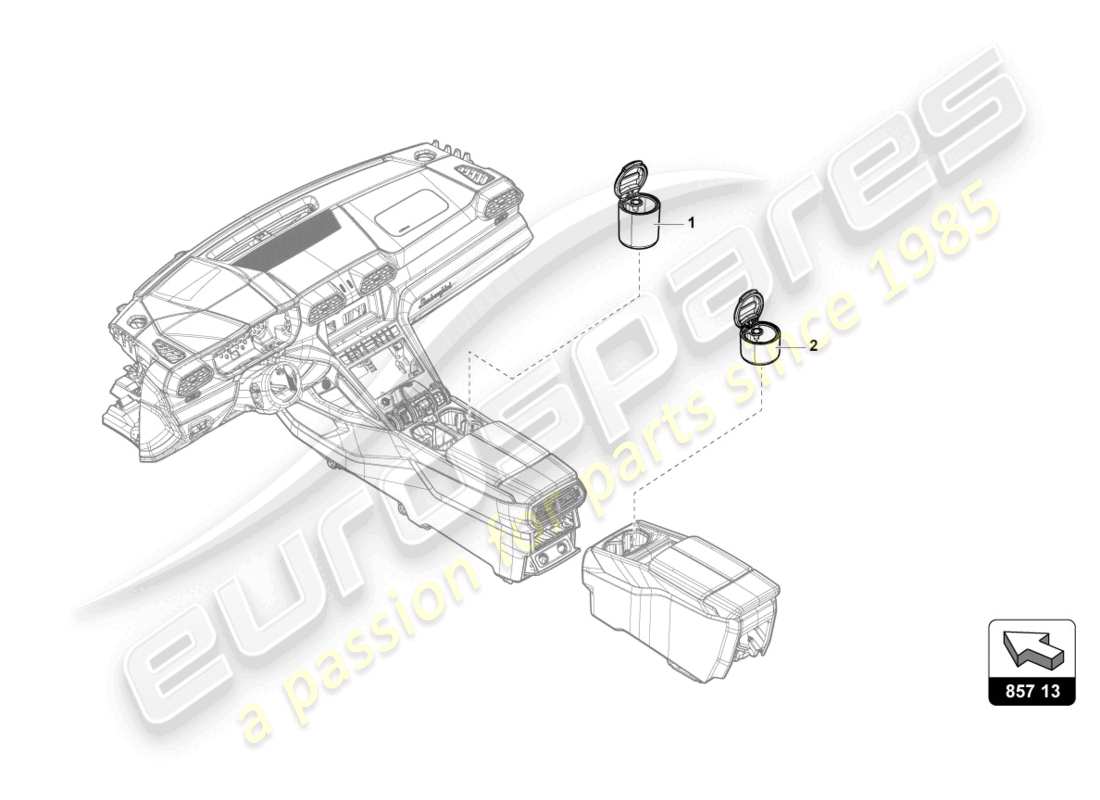 lamborghini urus (2020) diagrama de piezas del cenicero