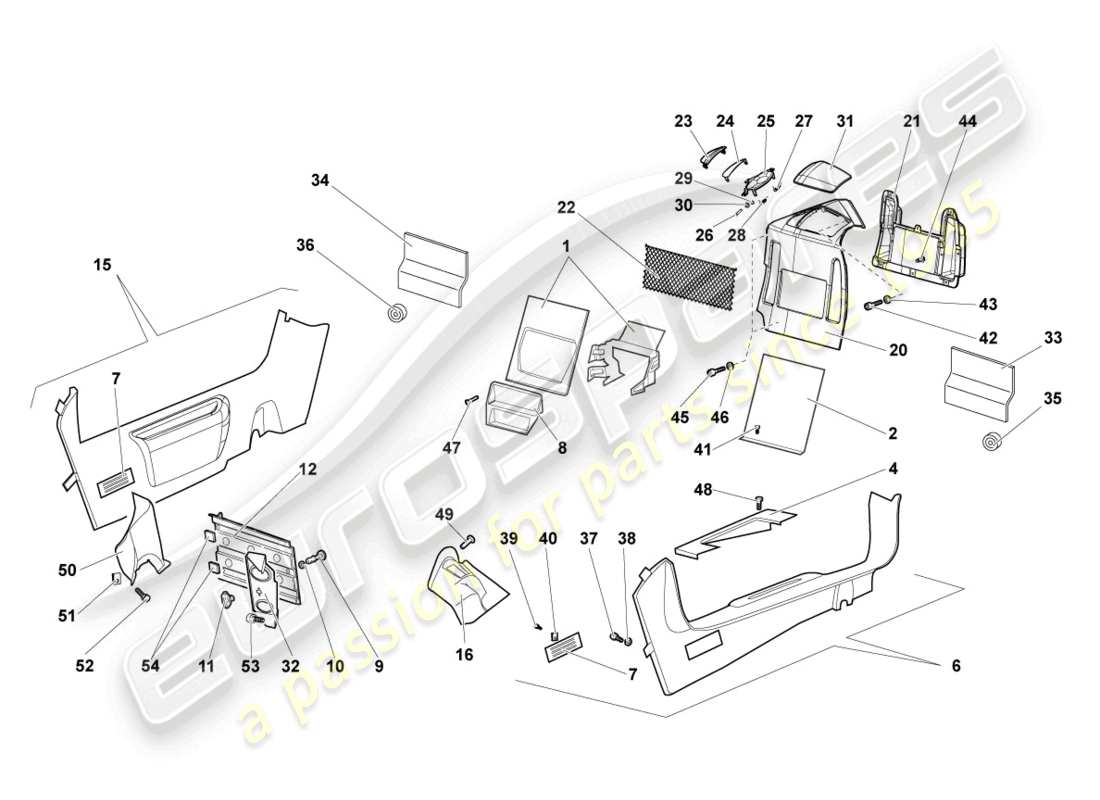 lamborghini lp640 roadster (2008) diagrama de piezas del trim del pilar