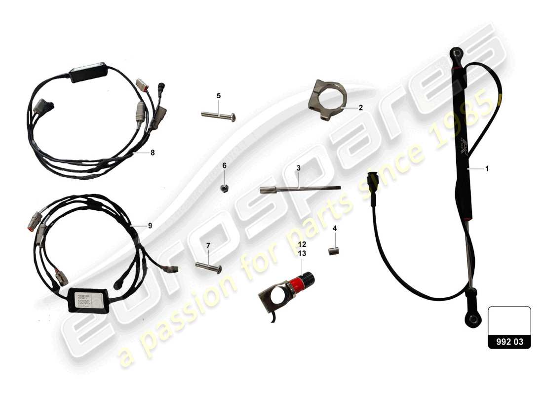 lamborghini super trofeo (2015) kit de amortiguadores de potenciómetros diagrama de piezas