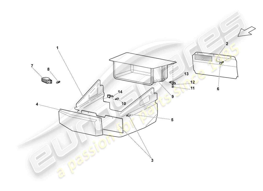 lamborghini lp640 coupe (2009) embellecedores del maletero de equipaje diagrama de piezas