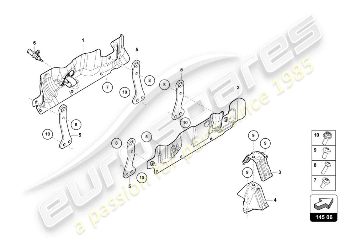 lamborghini urus s (2024) diagrama de piezas del escudo térmico