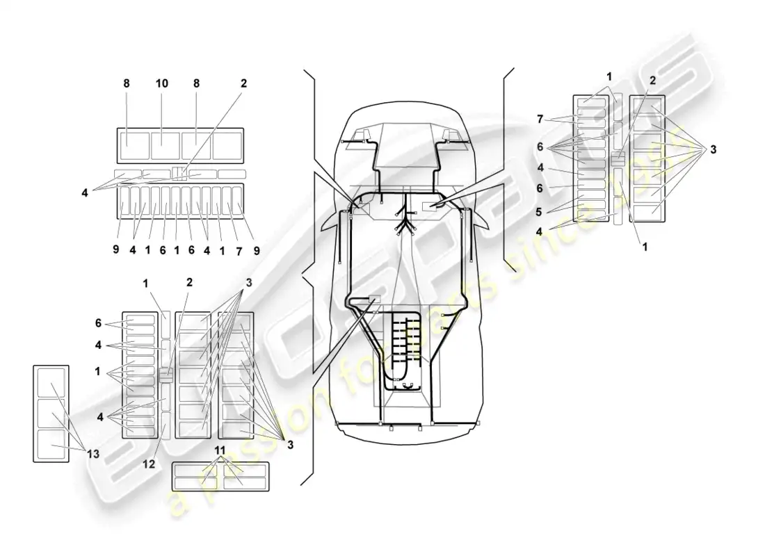 lamborghini murcielago coupe (2002) electricidad central diagrama de piezas