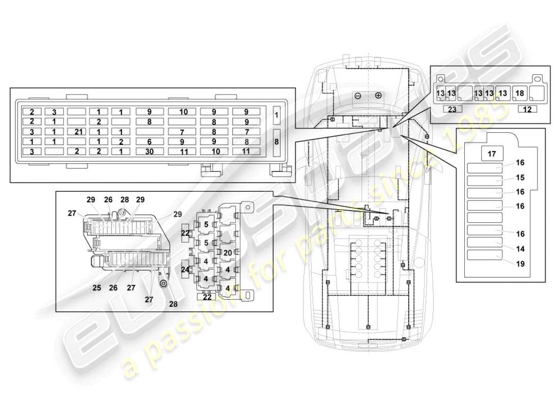 lamborghini lp570-4 spyder performante (2013) diagrama de piezas de electricidad central