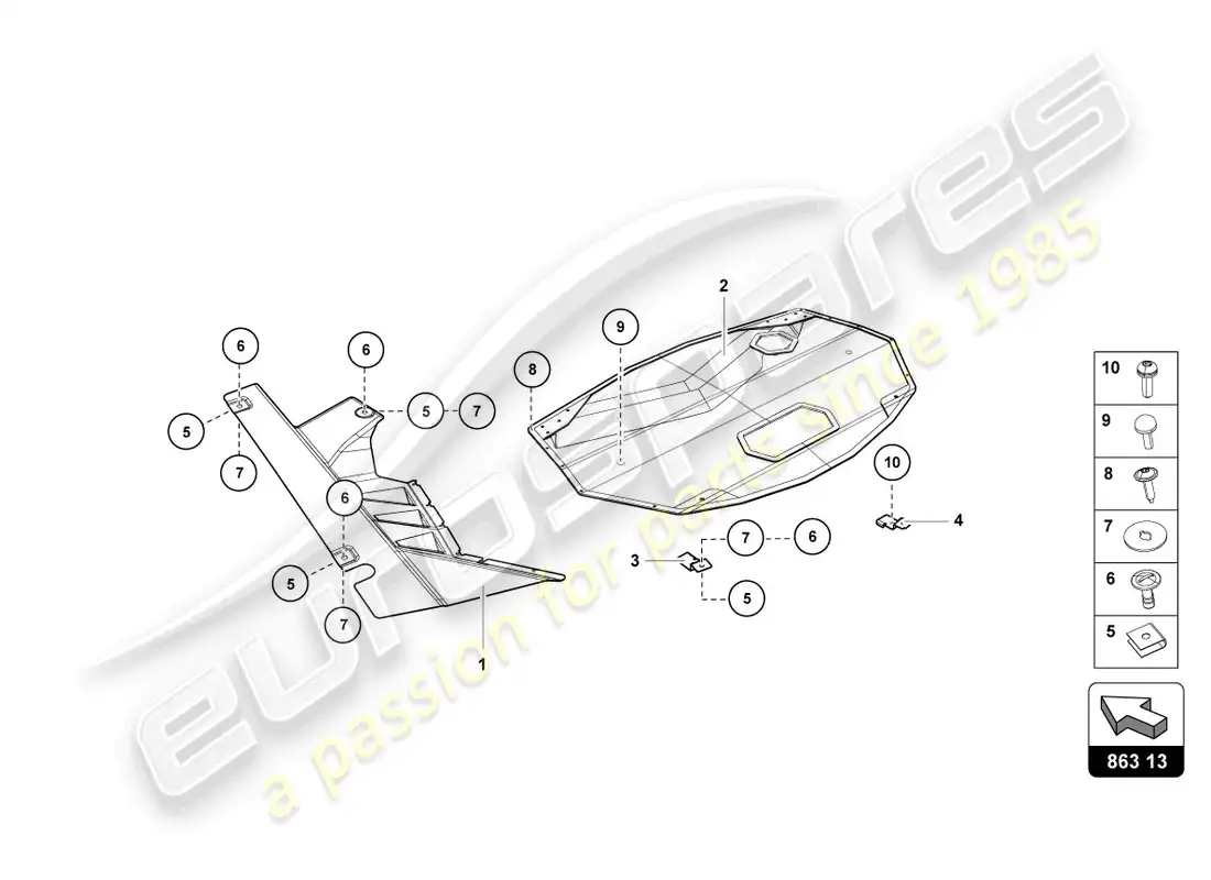 lamborghini lp750-4 sv roadster (2017) diagrama de piezas de la cubierta