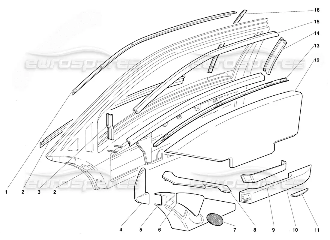 lamborghini diablo (1991) puertas diagrama de piezas