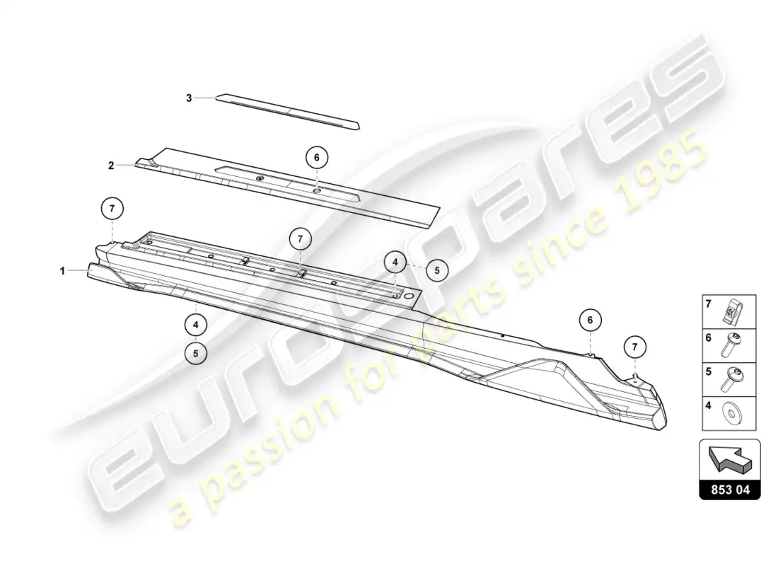 lamborghini centenario coupe (2017) lateral externo inferior para alojamiento de rueda diagrama de piezas
