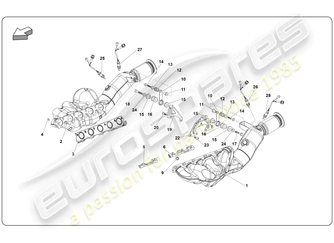 lamborghini super trofeo (2009-2014) silenciador diagrama de piezas