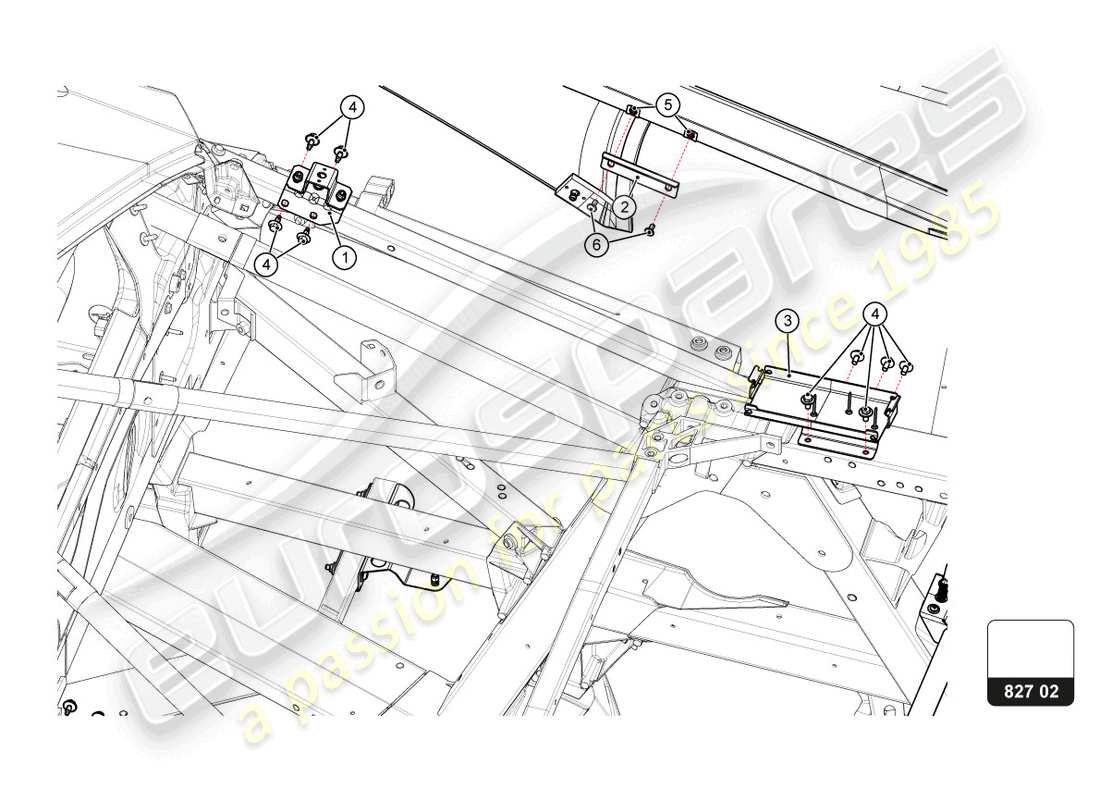 lamborghini super trofeo evo 2 (2022) diagrama de piezas del capó trasero