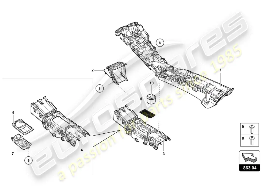 lamborghini lp610-4 avio (2017) túnel diagrama de piezas