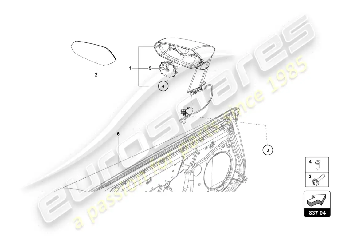 lamborghini lp700-4 coupe (2012) espejo exterior diagrama de piezas