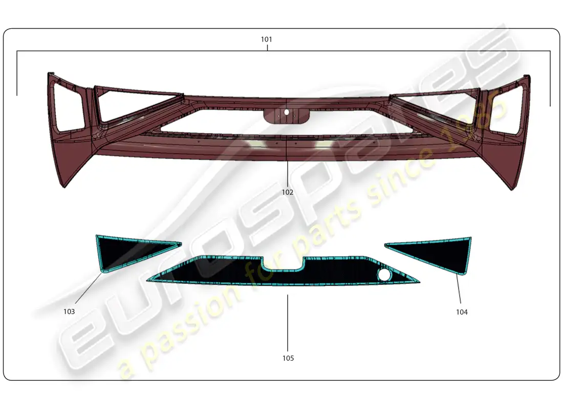 lamborghini super trofeo (2009-2014) parachoques trasero diagrama de piezas