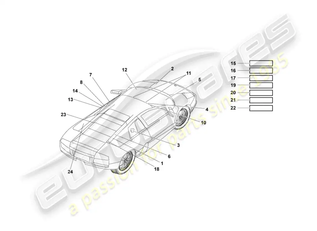 lamborghini murcielago roadster (2006) placas tipo diagrama de piezas