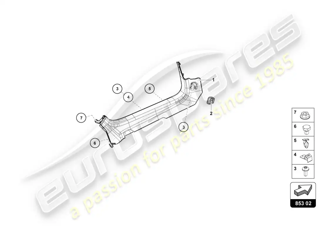 lamborghini evo coupe 2wd (2020) miembro lateral diagrama de piezas