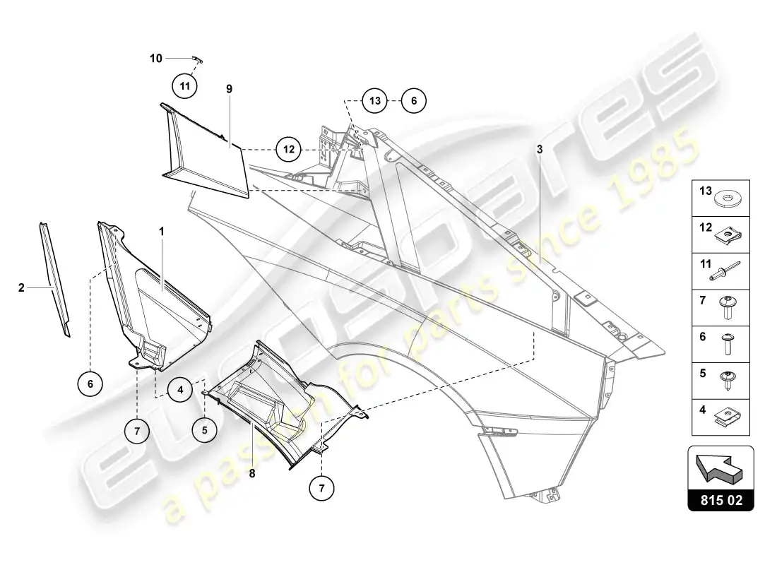 lamborghini lp720-4 coupe 50 (2014) placa de embalaje de entrada de aire diagrama de piezas