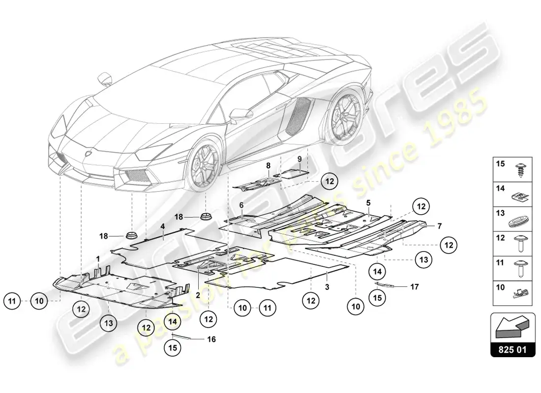 lamborghini lp720-4 coupe 50 (2014) panel de embellecedor para la sección inferior del marco diagrama de piezas