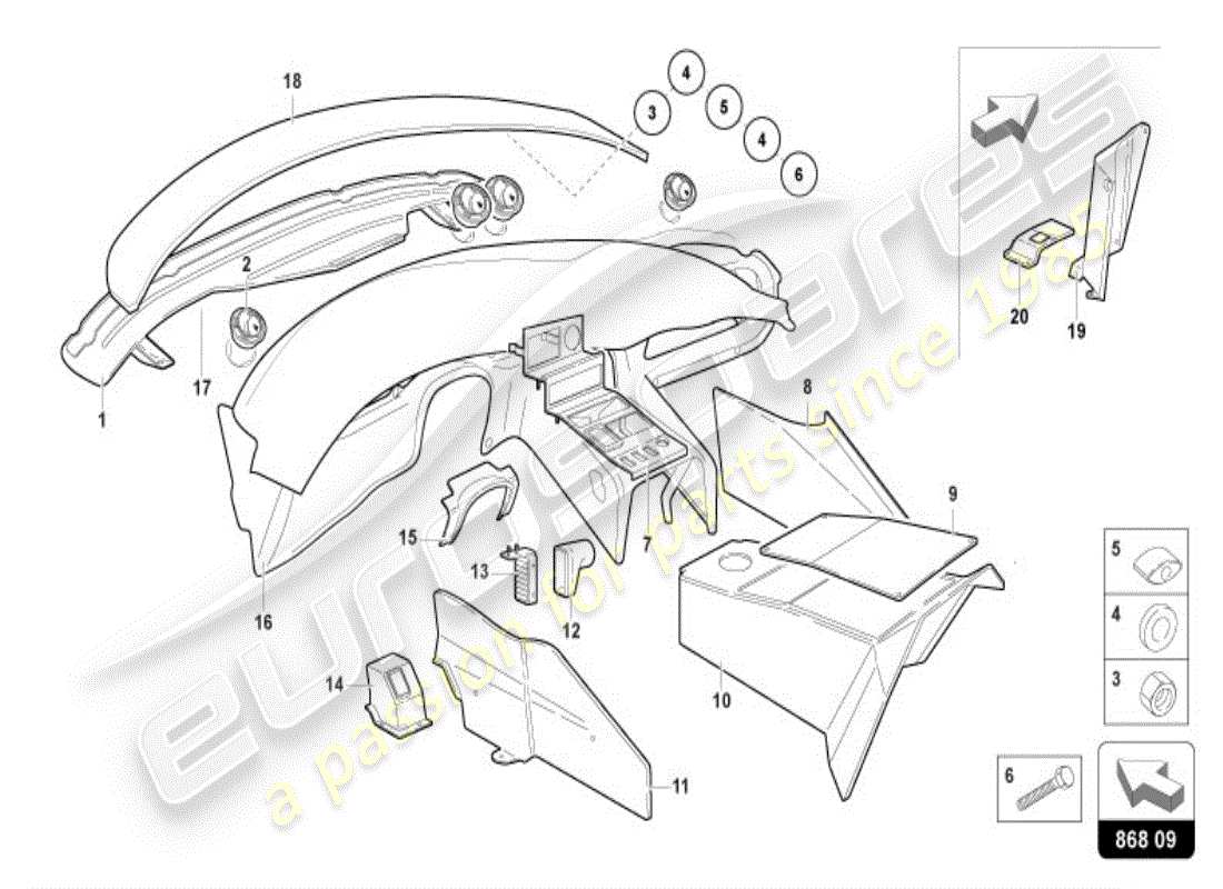 lamborghini diablo vt (1999) decoración interior diagrama de piezas