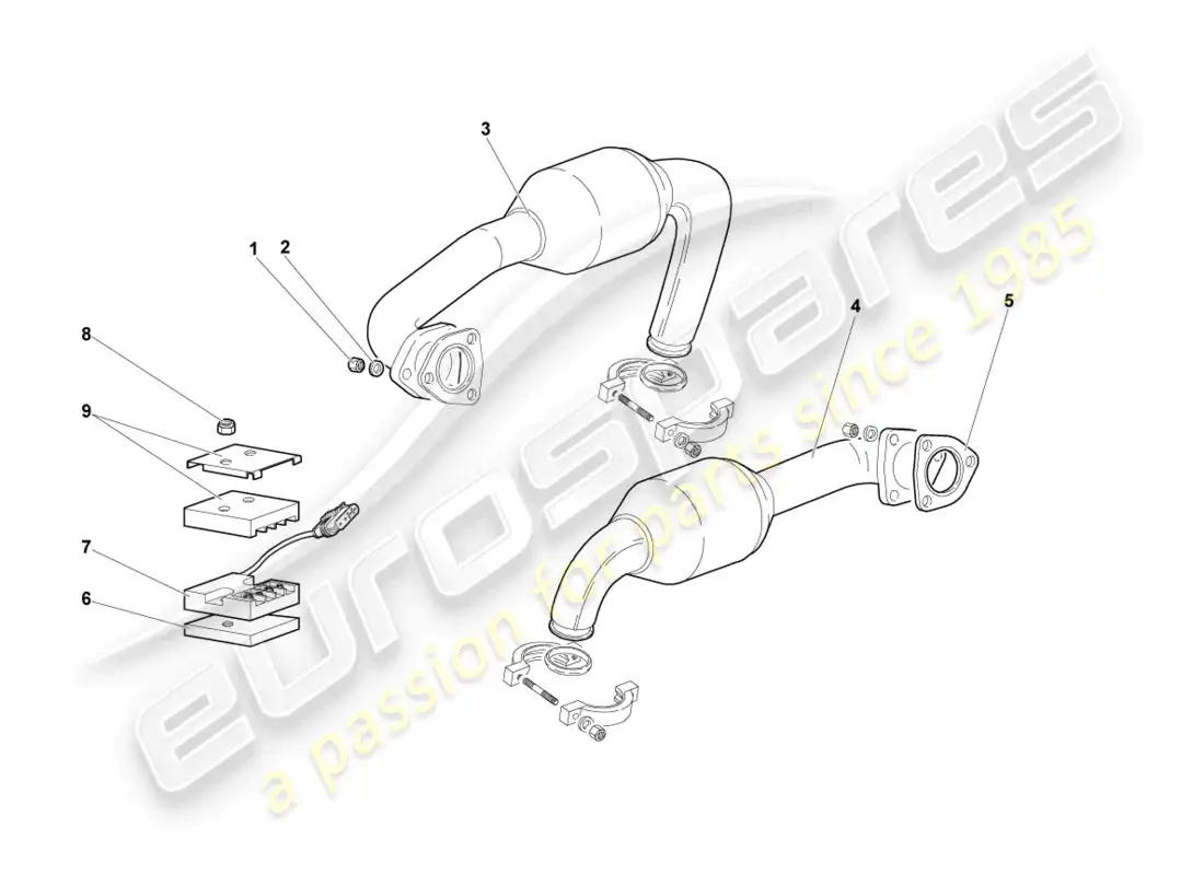 lamborghini murcielago coupe (2002) sistema de escape diagrama de piezas