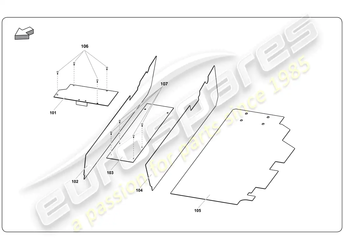 lamborghini super trofeo (2009-2014) interior diagrama de piezas