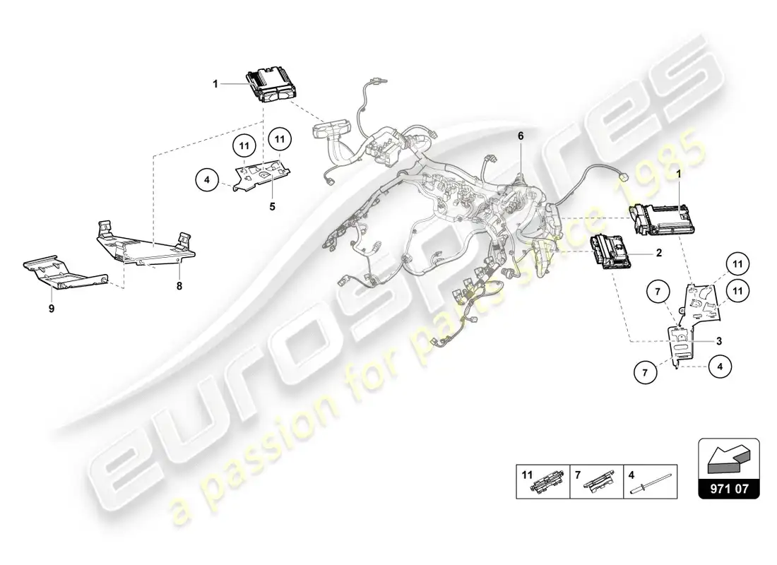 lamborghini lp610-4 coupe (2016) unidad de control del motor diagrama de piezas
