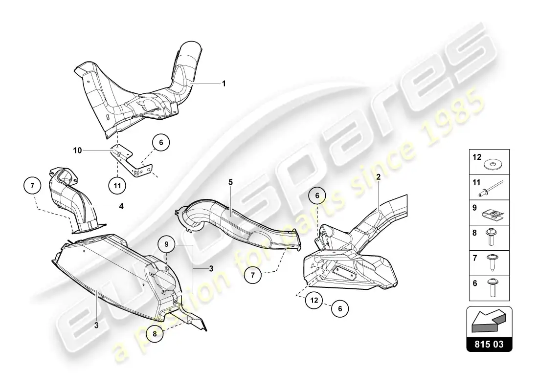 lamborghini lp720-4 coupe 50 (2014) diagrama de piezas de cartón para conductos de aire
