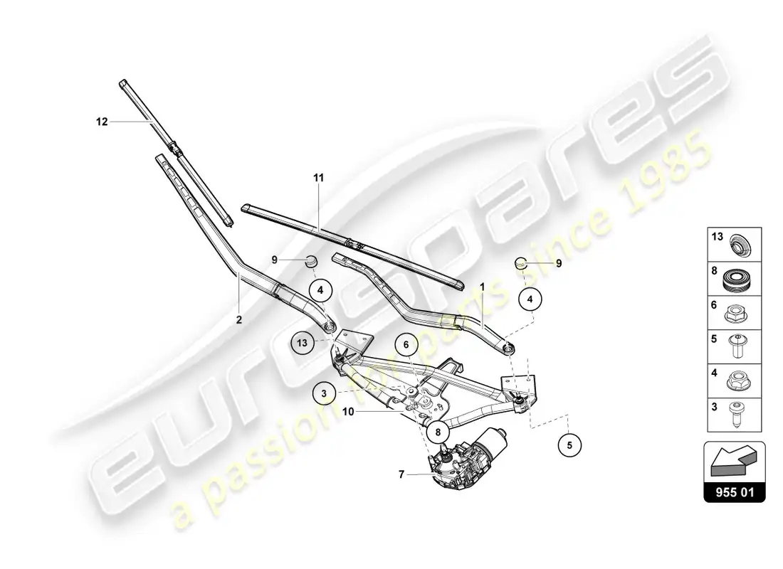 lamborghini lp700-4 coupe (2012) limpiaparabrisas diagrama de piezas