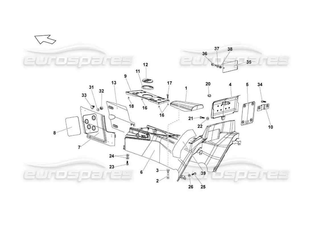 lamborghini murcielago lp670 túnel diagrama de piezas