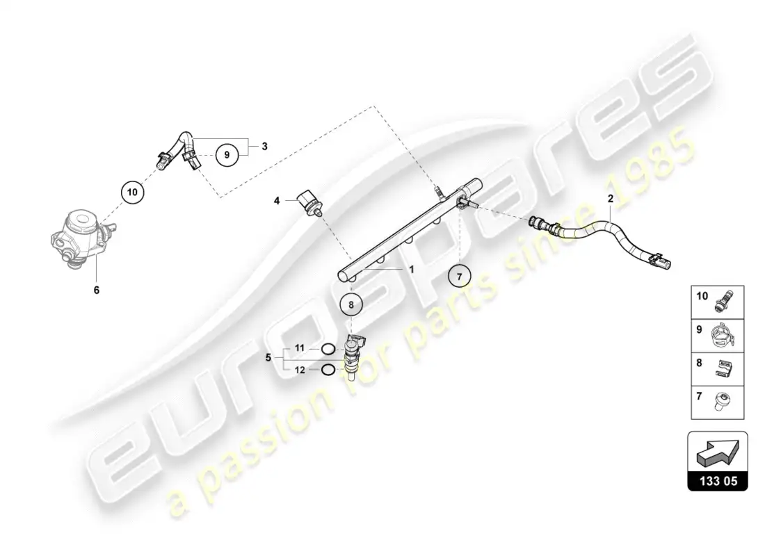 lamborghini lp600-4 zhong coupe (2015) sistema de inyección diagrama de piezas