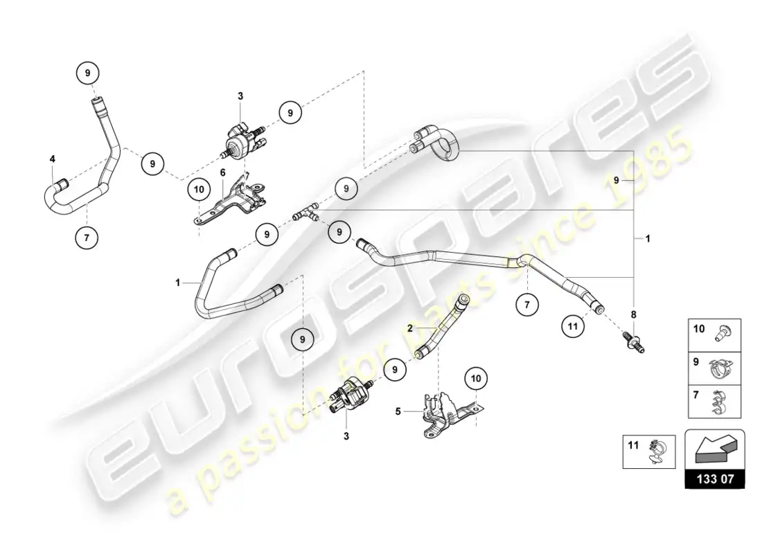 lamborghini lp600-4 zhong coupe (2015) sistema de vacío diagrama de piezas