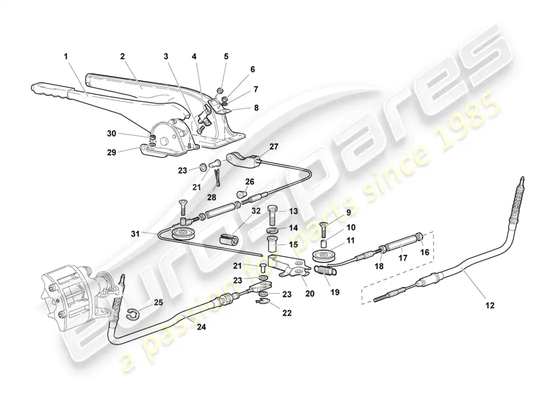 lamborghini murcielago coupe (2006) palanca de freno rhd diagrama de piezas