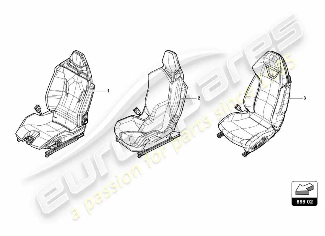 lamborghini lp580-2 coupe (2017) asiento completo diagrama de piezas