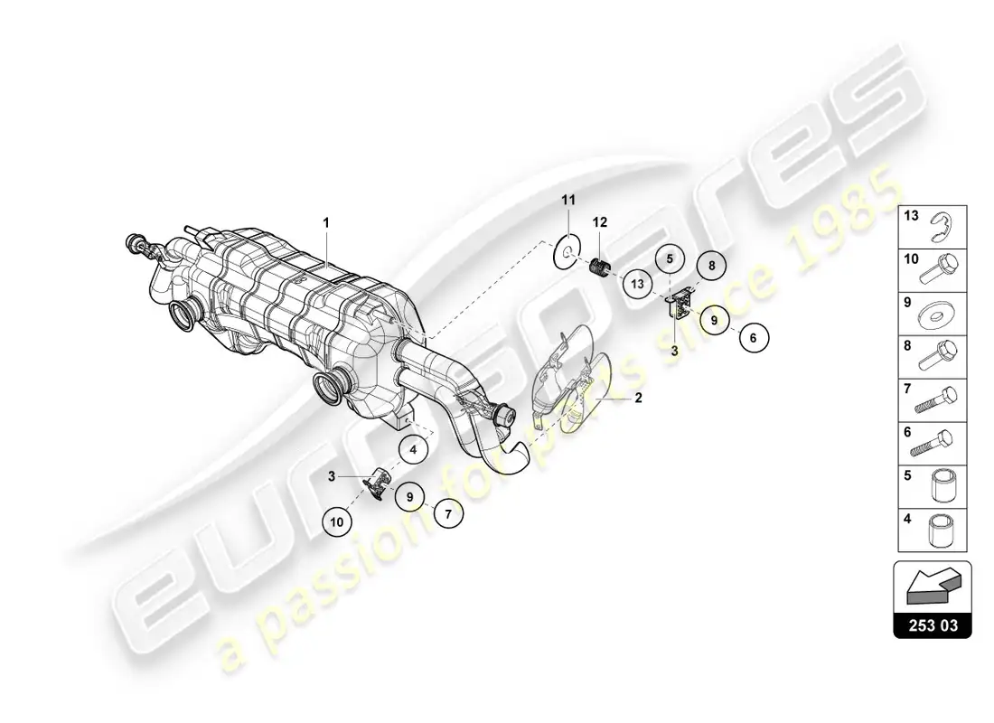 lamborghini lp610-4 coupe (2016) silenciador trasero diagrama de piezas