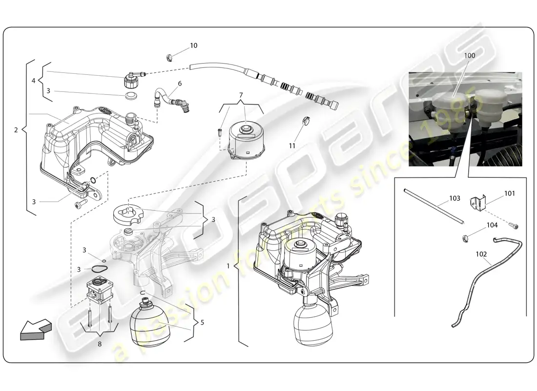 lamborghini super trofeo (2009-2014) sistema de engranaje electrónico diagrama de piezas