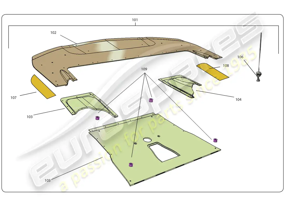 lamborghini super trofeo (2009-2014) parachoques delantero diagrama de piezas