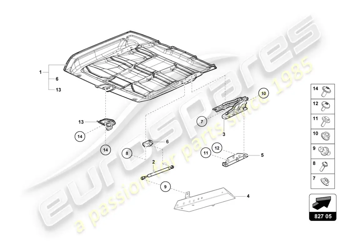 lamborghini evo spyder (2020) rear lid diagrama de piezas
