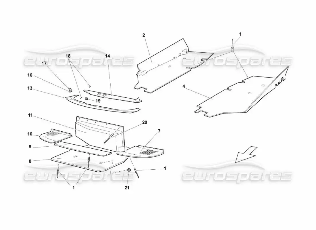 lamborghini murcielago lp670 frame floor panels diagrama de piezas
