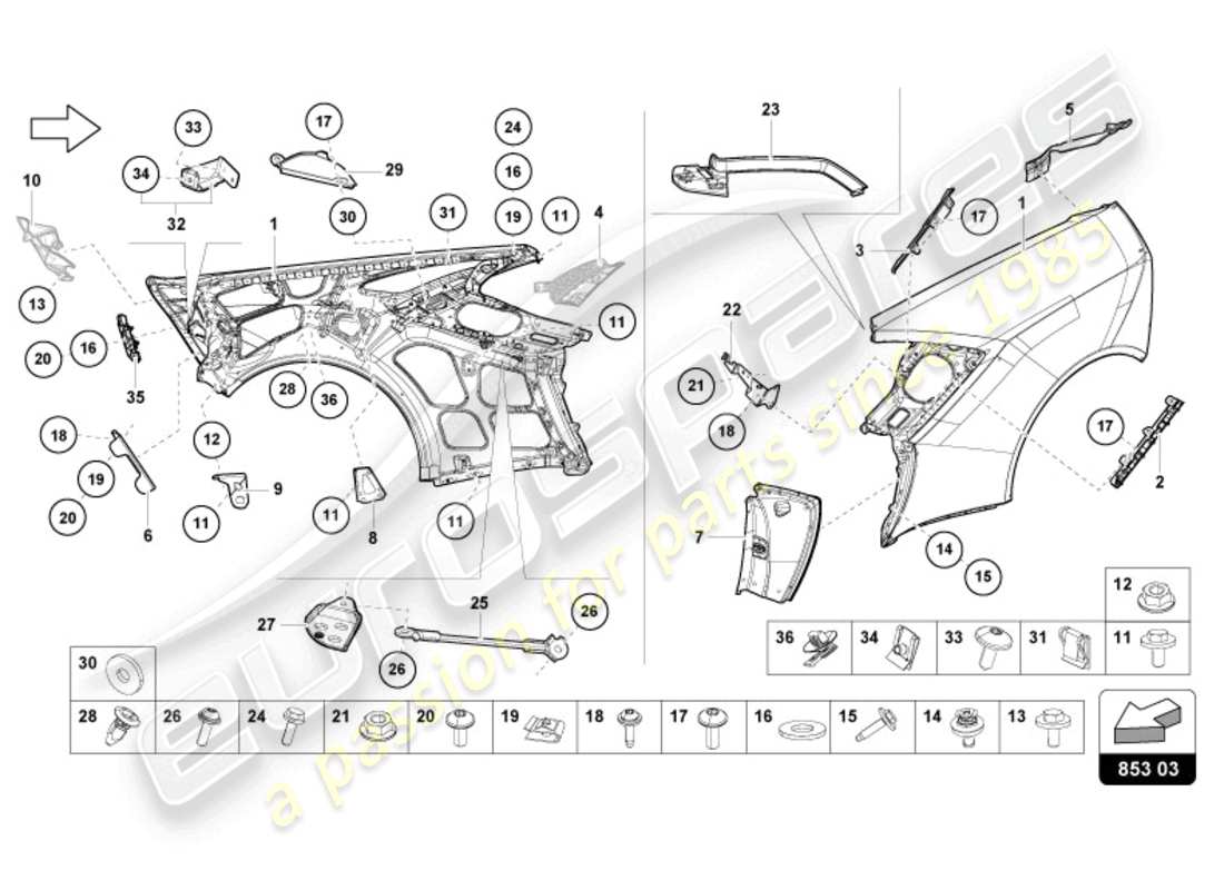 lamborghini 2024 (sterrato) diagrama de piezas del ala