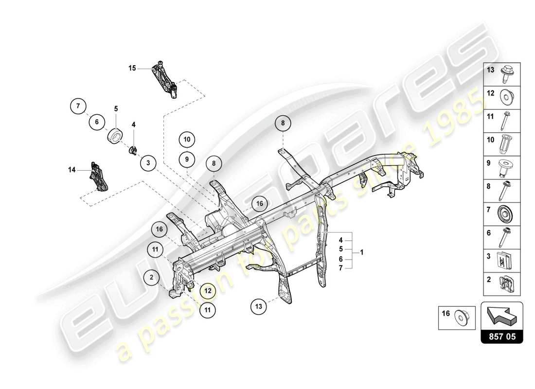 lamborghini urus performante (2024) travesaño para tablero de instrumentos diagrama de piezas
