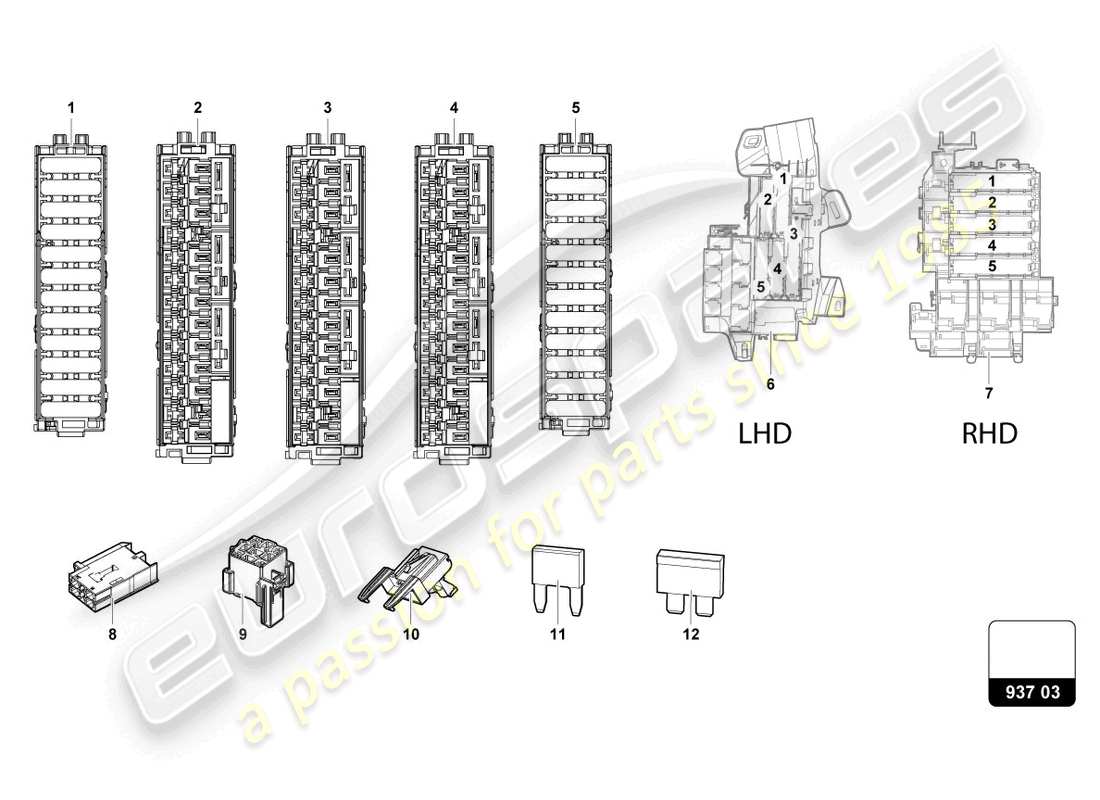 lamborghini urus performante (2024) fusibles lado del conductor diagrama de piezas