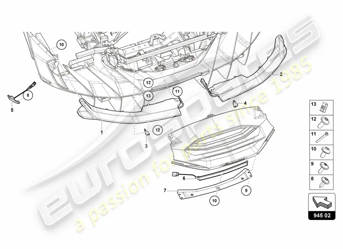 lamborghini centenario coupe (2017) diagrama de piezas de la luz trasera trasera