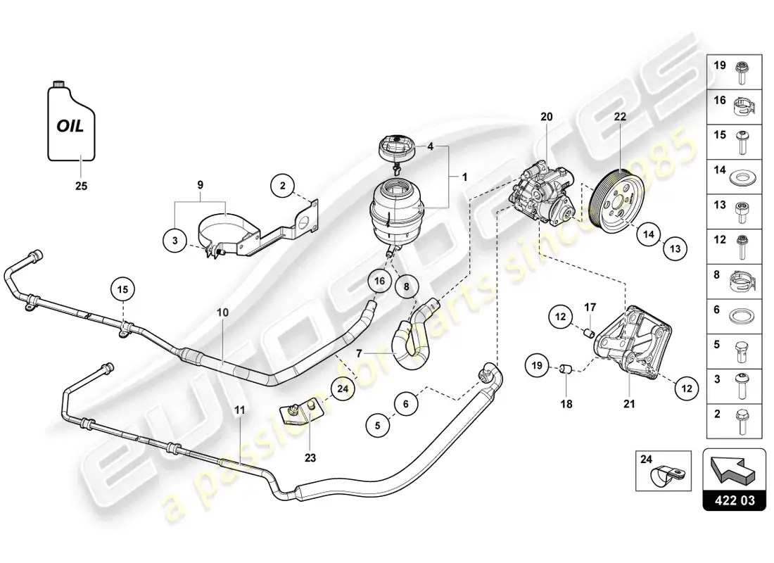 lamborghini lp720-4 coupe 50 (2014) diagrama de piezas de la bomba de dirección asistida eléctrica