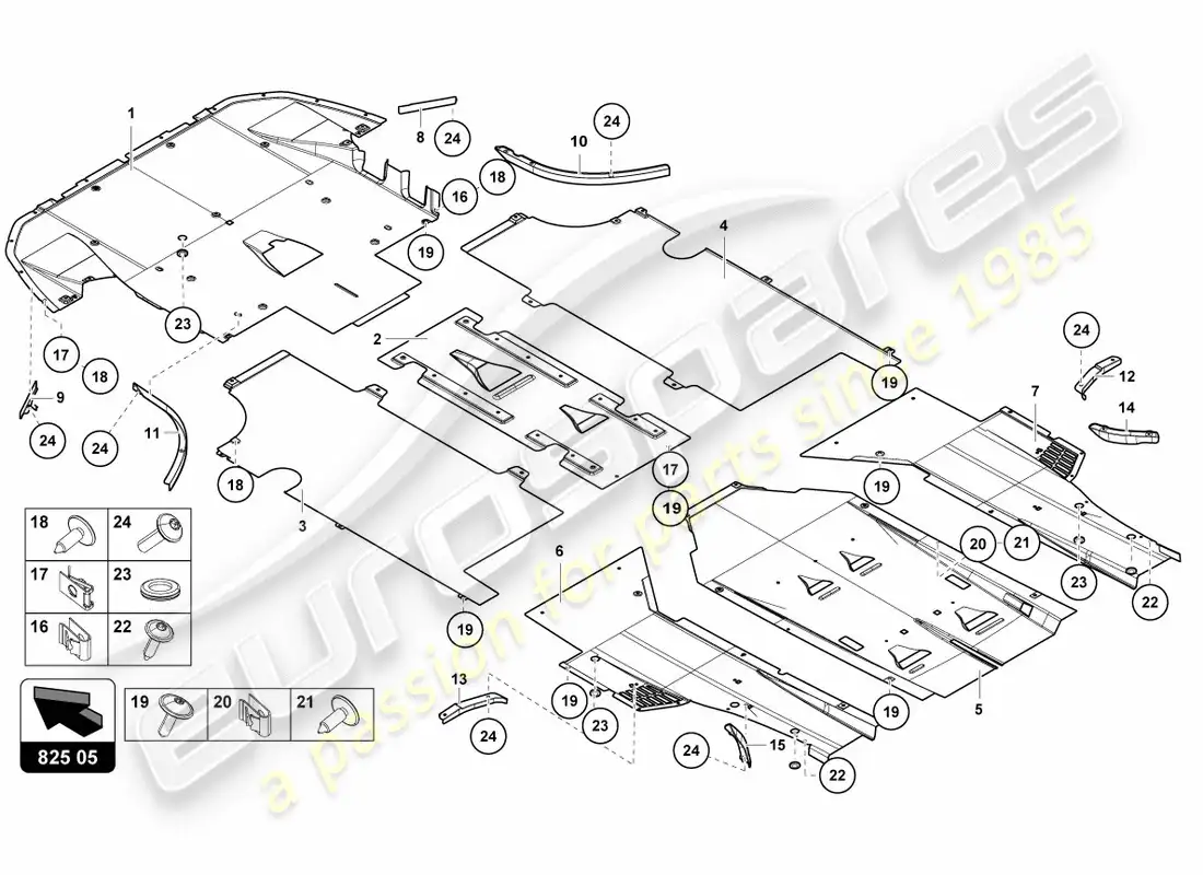 lamborghini centenario coupe (2017) panel de adorno para la sección inferior del marco diagrama de piezas
