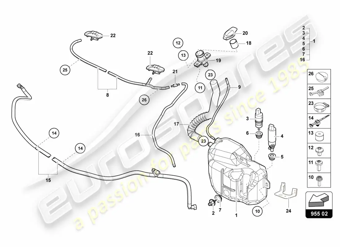 lamborghini centenario coupe (2017) sistema arandela diagrama de piezas