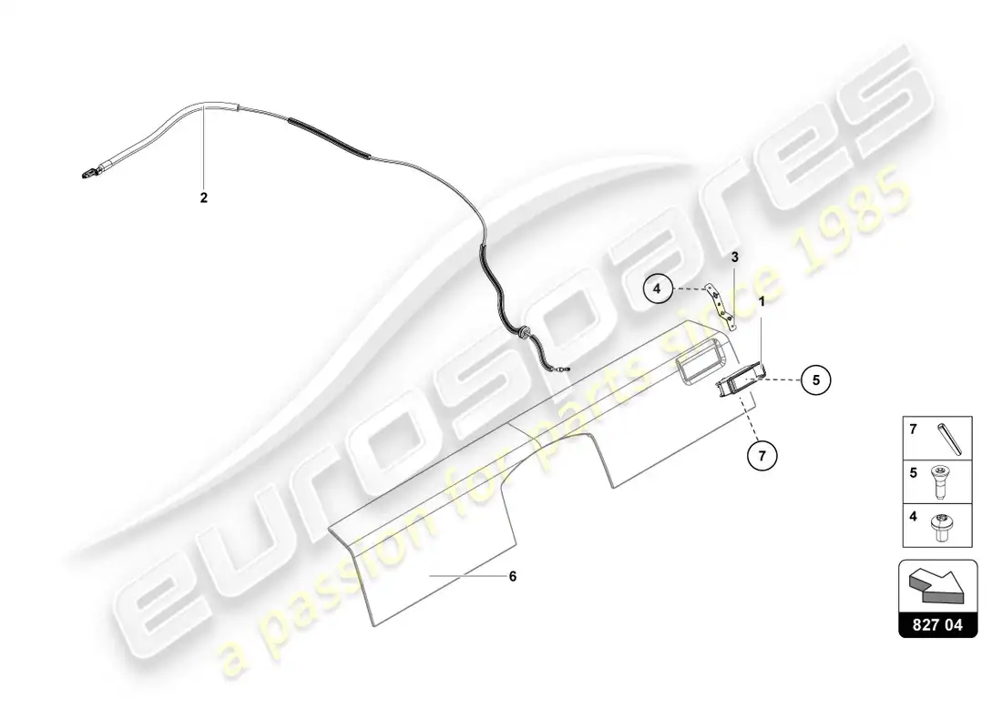 lamborghini centenario coupe (2017) palanca de liberación diagrama de piezas
