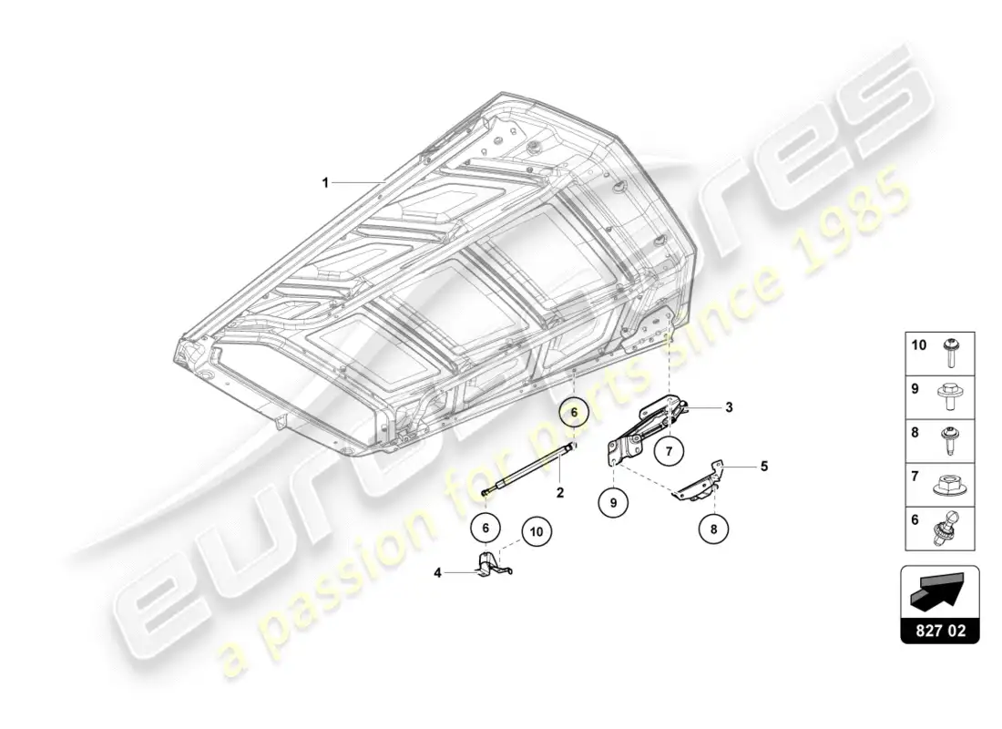 lamborghini lp610-4 avio (2017) engine cover with insp. cover diagrama de piezas