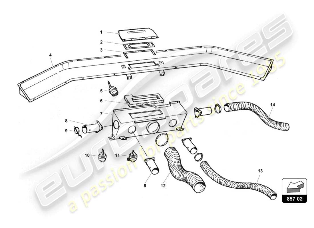 lamborghini countach 25th anniversary (1989) diagrama de piezas de los transportadores de aire