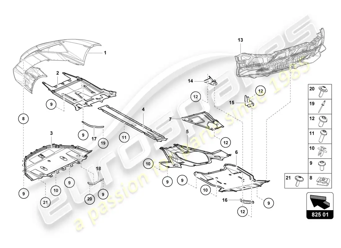 lamborghini lp580-2 coupe (2016) panel de adorno para la sección inferior del marco diagrama de piezas