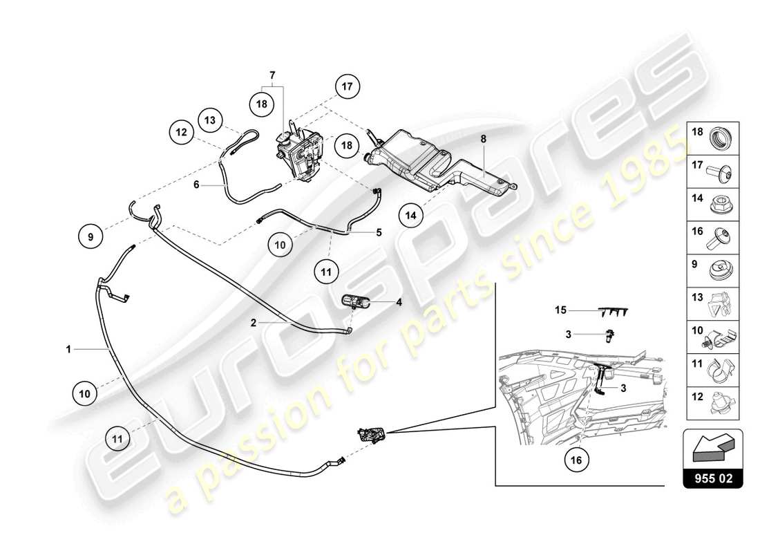 lamborghini 2024 (evo spyder) diagrama de piezas del sistema arandela