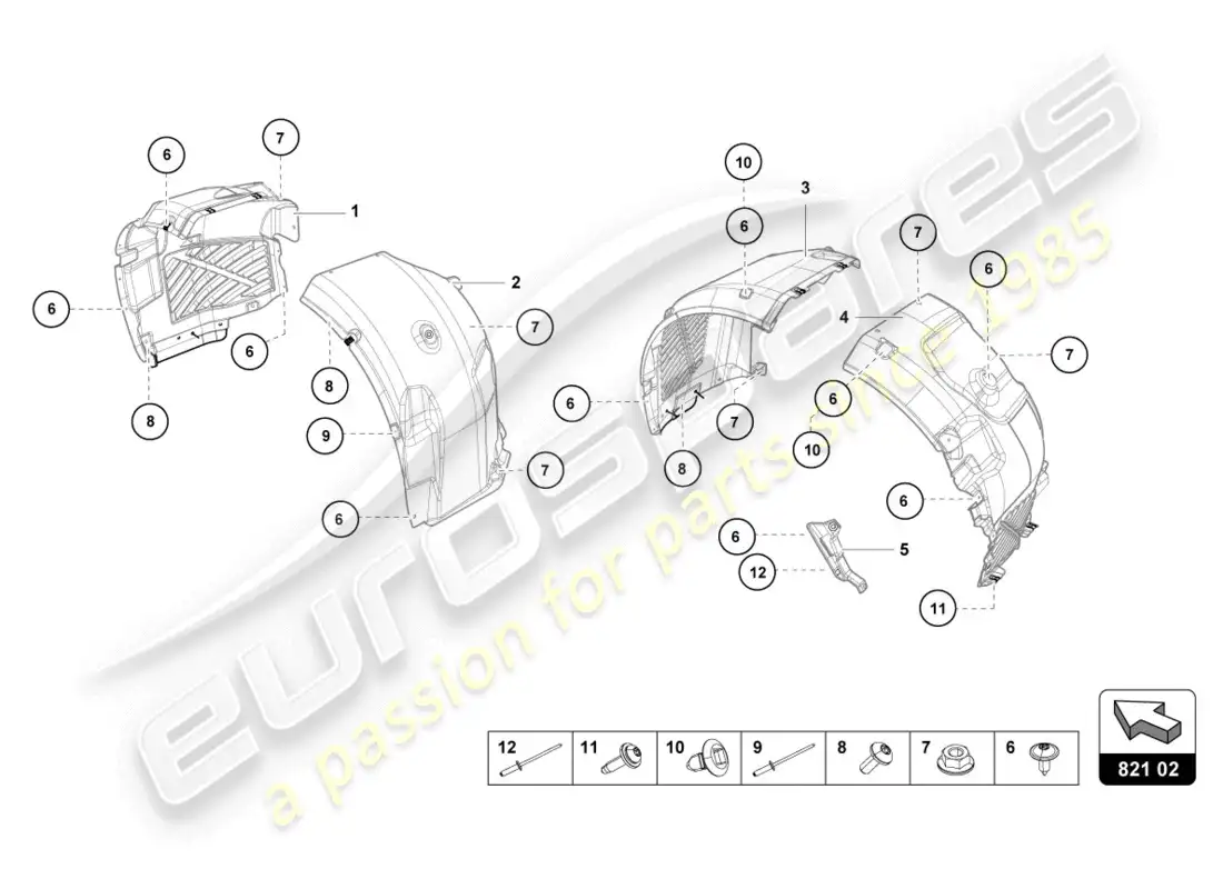 lamborghini lp610-4 coupe (2017) guarnecido de la carcasa de la rueda diagrama de piezas