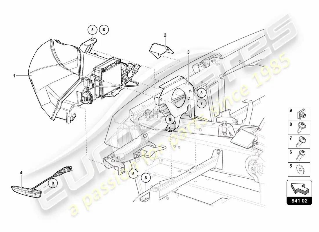 lamborghini centenario coupe (2017) diagrama de piezas de los faros delanteros