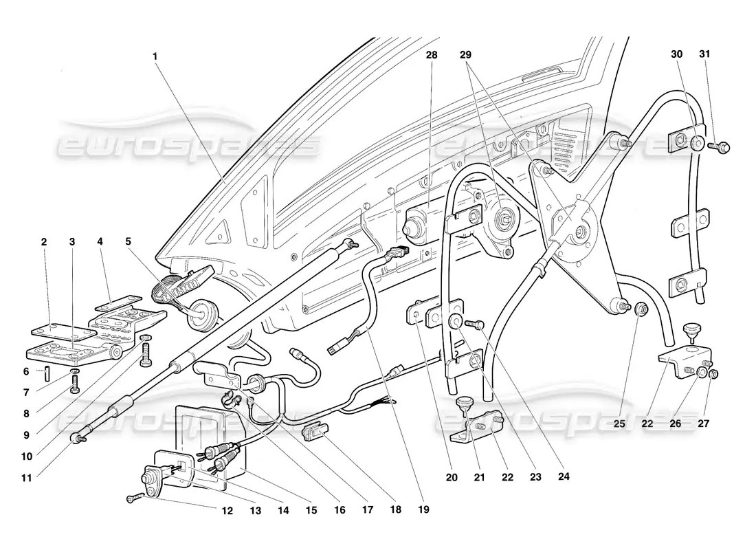 lamborghini diablo sv (1997) puertas diagrama de piezas